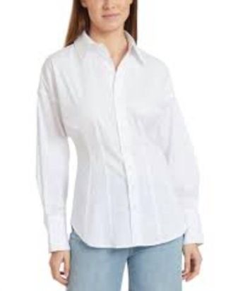 Habitual Fitted Waist Button Down Shirt In White