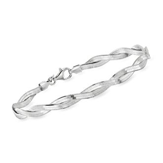 Ross-Simons Italian Sterling Silver Twisted Herringbone Bracelet