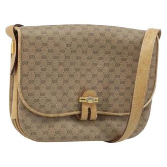 Gucci Pre-owned Cross Body Bags, female, Beige, Size: ONE SIZE Pre-owned Vintage Small GG Canvas Shoulder Bag
