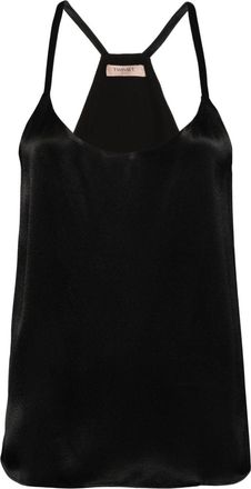 Twin-Set sleeveless satin top - women - Viscose/Polyester - 40 - Black