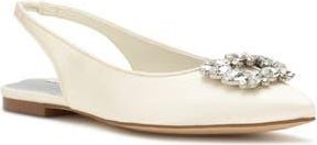 Nine West Blingy Crystal Slingback Flat in Ivory 150 at Nordstrom Rack, Size 6.5