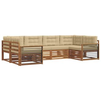 vidaXL Conjunto De Sof&aacute;s De Exterior Con Coj&iacute;n 6 Pcs Natural Y Beige Vidaxl