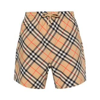 Burberry Beachwear, male, Beige, Size: S Check Drawstring Swim Shorts