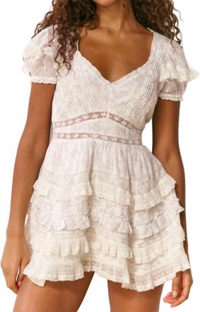 LoveShackFancy Nivara Lace Ruffle Mini Dress In White
