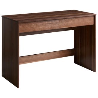 Beliani Escritorio De Oficina Estilo Escandinavo 2 Estantes Tablero Aglomerado Patas Anchas 110 X 50 Cm Marr&oacute;n Oscuro Rondane