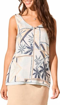 Tribal Reversible Tropic Waters Cami Tank Top In White/navy
