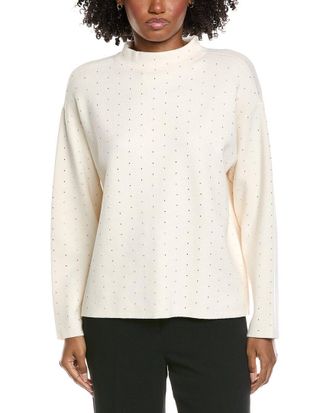 Jones New York Funnel Neck Rhinestone Sweater