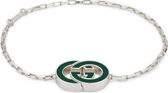 Gucci Interlocking G Green Enamel Bracelet - YBA854121001
