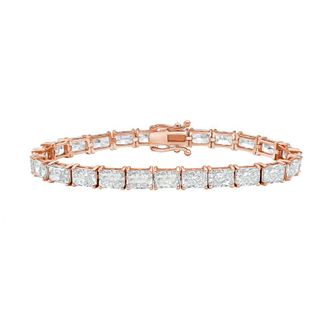 Diana M. Jewels 14kt Rose Gold 26.00cts Lab Grown East-West Radiant Diamond Tennis Bracelet