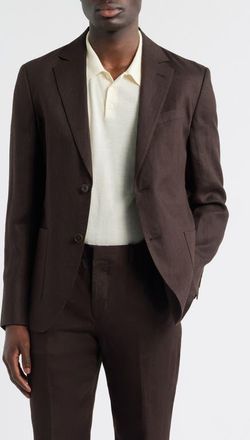Nordstrom Henrik Trim Fit Solid Italian Linen Suit Separate Jacket in Dark Brown at Nordstrom, Size 46 Xl