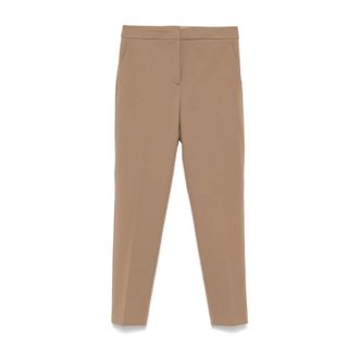 Max Mara Pegno Cropped Broek - Dames - Vrijetijds broeken - Bruin - XL - Wol - Broeken