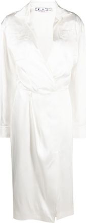 Off-white twist-front satin shirt midi dress - women - Viscose - 38
