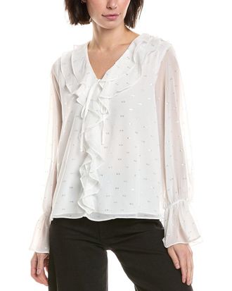 Vince Camuto Double Ruffle Front V Neck