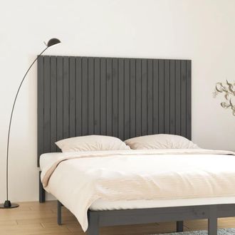 vidaXL Cabecero De Cama De Pared Madera Maciza Pino Gris 166x3x110 Cm Vidaxl