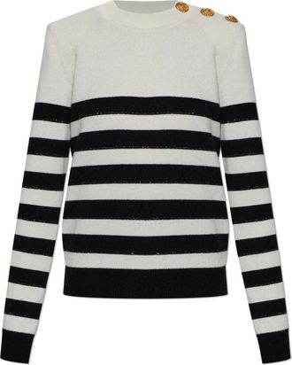Balmain Trui met Pailletten - Dames - Ronde hals truien - Veelkleurig - M - Pailletten - Truien & Vesten