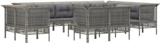 vidaXL Set De Muebles De Jard&iacute;n 13 Pzas Y Cojines Rat&aacute;n Sint&eacute;tico Gris Vidaxl