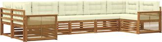 vidaXL Conjunto De Sof&aacute;s De Exterior 7 Uds. Natural Y Crema Vidaxl