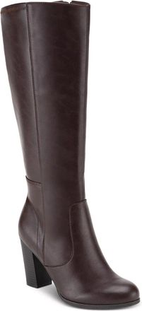 Style & Co. Style & Co Addyy Boots Womens Chocolate Round Toe Block Heel Knee High LION223
