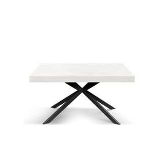 Konte Design Mesa de madera blanco, base en forma de x antracita, 180&times;90-260&times;90