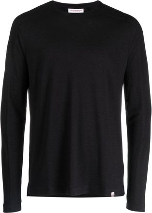 Orlebar Brown crew-neck long-sleeve T-shirt - men - Wool/Cotton - L - Black