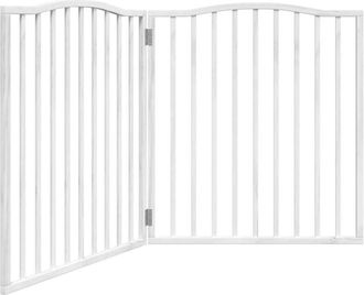 vidaXL Dog Gate with Door Foldable 4 Panels White 320 cm Poplar Wood vidaXL
