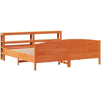 vidaXL Vidaxl - Cama Sin Colch&oacute;n Madera Maciza De Pino Marr&oacute;n Cera 200x200 Cm