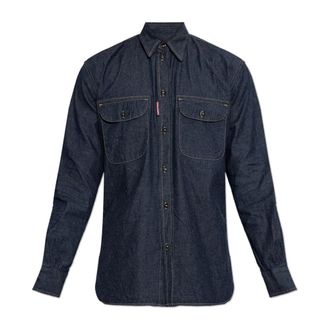Dsquared2 Denim Shirt - Heren - Spijkeroverhemden - Blauw - 2XL - Denim - Overhemden