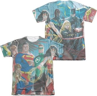Gildan Justice League of America League Of Heroes (Front/Back Print) Adult Poly/Cotton Short Sleeve Tee / T-Shirt