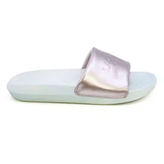 Lacoste Womens Croco Slide Sandals In Pink