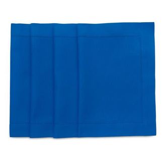 Solino Home Cotton Linen Hemstitch Placemats, 14 x 19 in Blue at Nordstrom, Size Medium