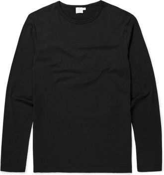 Sunspel Tops, Heren, Zwart, S, Katoen, Long Sleeve Classic T-shirt