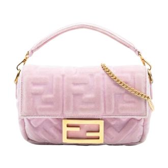 Fendi Pre-owned Velvet Baguette Bag - Dames - Pre-owned - Roze - Maat: ONE Size Velours