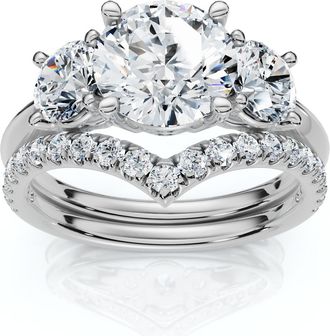 Pompeii3 Certified 2 1/2Ct Athena Engagement & Wedding Ring Set 14k Gold or Pt Lab Grown