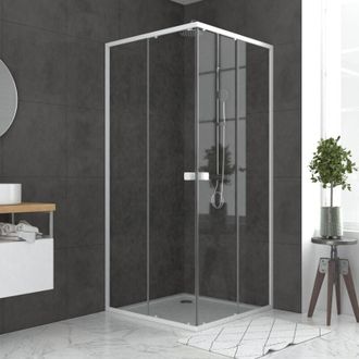 Aurlane Puertas De Ducha Angular Blanca Extensible 78 A 90x185cm+ Plato 90x90-whity