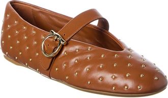 Ferragamo Salvatore Ferragamo Logo Leather Ballet Flat