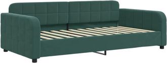 vidaXL Sofá cama sin colchón terciopelo verde oscuro 90x200cm Vidaxl