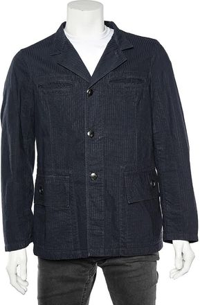 Emporio Armani Blue Striped Cotton Jacket