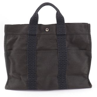 Herm&egrave;s Her Line Gray Polyamide Polyester Tote Bag (Pre-Owned)