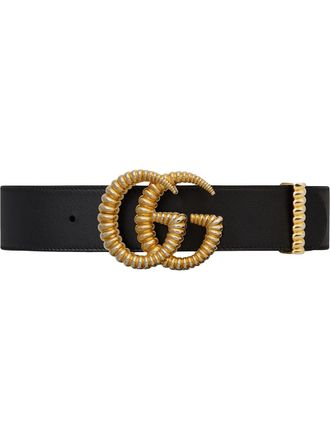 Gucci leren riem met dubbele gesp van torchon - Zwart