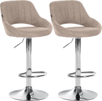 Clp Juego De 2 Taburetes De Bar Milet Con Tapizado De Tela Gris Topo