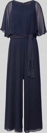Vera Mont Jumpsuit aus flie&szlig;endem Stoff mit Bindeg&uuml;rtel in Dunkelblau, Gr&ouml;&szlig;e 38