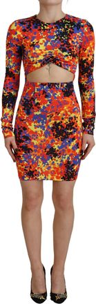 Dsquared2 Dsquared&sup2; Batik Open Belly Long Sleeves Womens Dress (Pre-Owned)