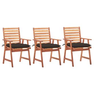 vidaXL Vidaxl - Sillas Comedor De Jard&iacute;n 3 Uds Madera Maciza Acacia Y Cojines