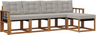 vidaXL Conjunto De Sof&aacute;s De Exterior 5 Uds. Gris Natural Y Claro Vidaxl