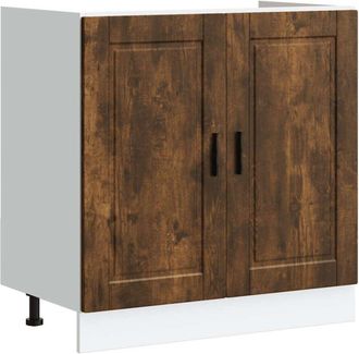 vidaXL Sink Base Cabinet Porto Smoked Oak 80x46x81.5 cm Engineered Wood Vidaxl