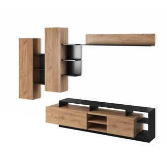 Oresteluchetta Mueble de sal&oacute;n roble dorado antracita 172x260x44 cm