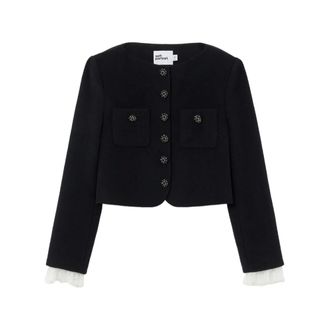 Self Portrait Blazers, female, Black, Size: 2XS Button Down Jacket