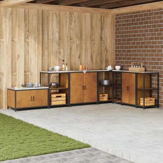 vidaXL Vidaxl - Gabinete De Almacenamiento Para Cocina Con Estante Oxidado