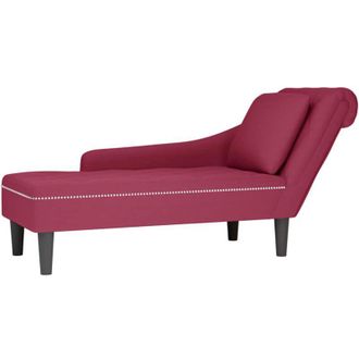 vidaXL Sdraio con Cuscino e Bracciolo Destro in Velluto Rosso Vino - Vidaxl