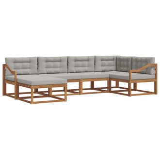 vidaXL Conjunto De Sof&aacute;s De Exterior 6 Pcs Natural Y Gris Claro Vidaxl